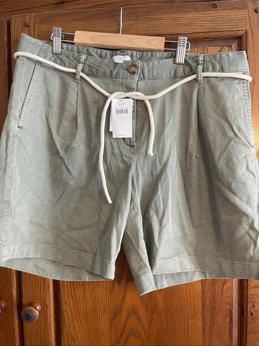 J. Jill Olive Green Relaxed Shorts with Rope Tie